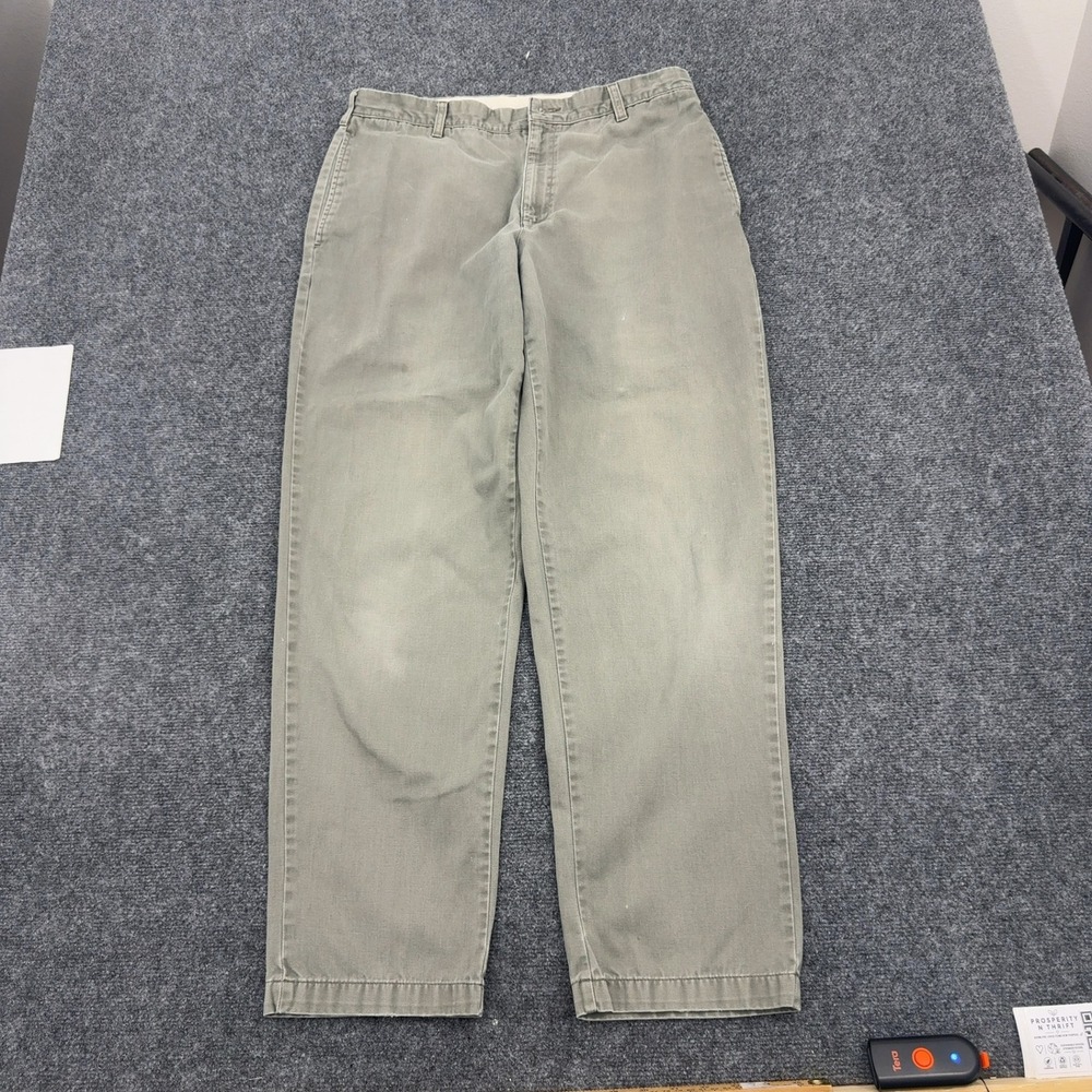LL Bean Pants Mens 34x30 Green Cotton Double L Classic Fit Chino Outdoor Casual